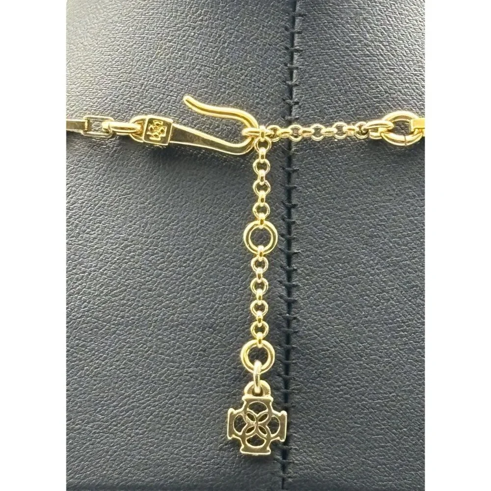 Vintage Ann Taylor Gold-Tone Curved Tubular Necklace Collar Adjustable, Logo Tag - Picture 6 of 13